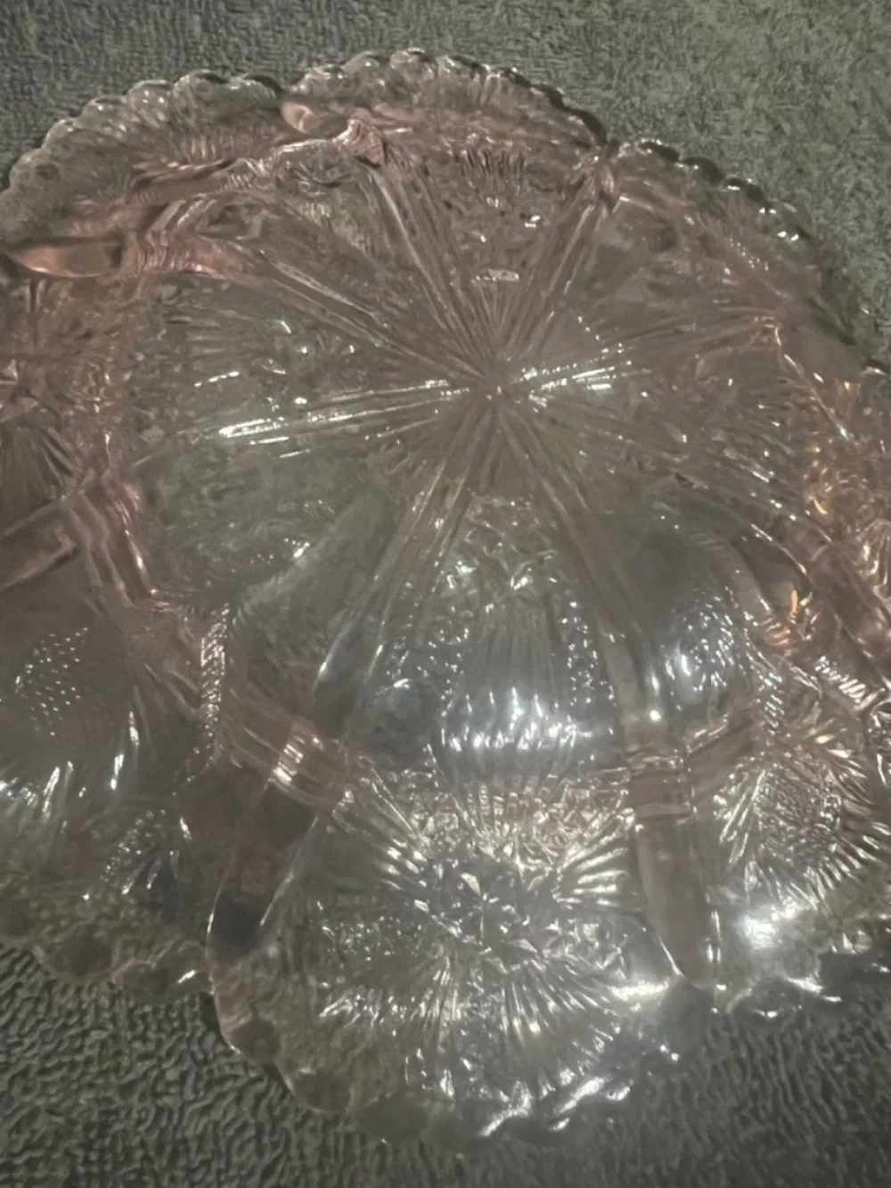 Vintage Mosser Glass Inverted Thistle Pink Carnival Covered Butter Dish
